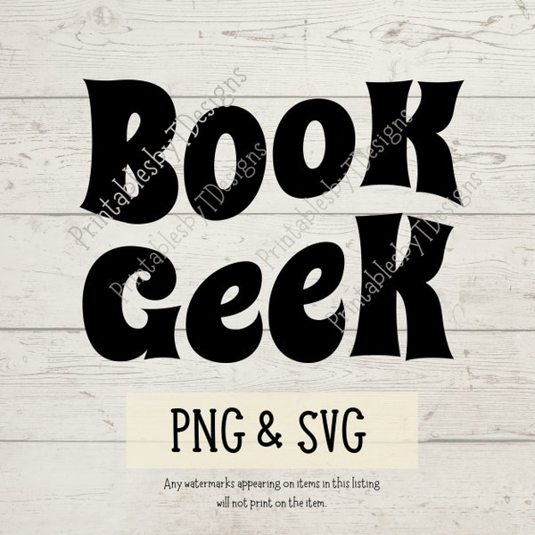 Book Geek PNG, wavy text art, SVG cut file, book geek svg, typography clipart, book png, book svg, word art, bookish artwork, Cricut, Canva