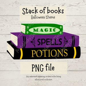 Stack of books PNG, Halloween books stack, book stack PNG, Halloween books png, Halloween books clipart, Cricut, Canva