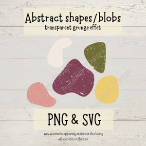 Blob abstracto SVG, forma orgánica PNG, forma angustiada SVG, textura grunge, fondo abstracto, blob png, imágenes prediseñadas de blob, Cricut, Canva