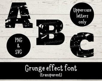 Distressed Großbuchstaben SVG, Grunge-Overlay PNG, texturiertes Alphabet, Distressed Lettering für Cricut, svg schnitt Datei, texturierte Grunge-Schrift