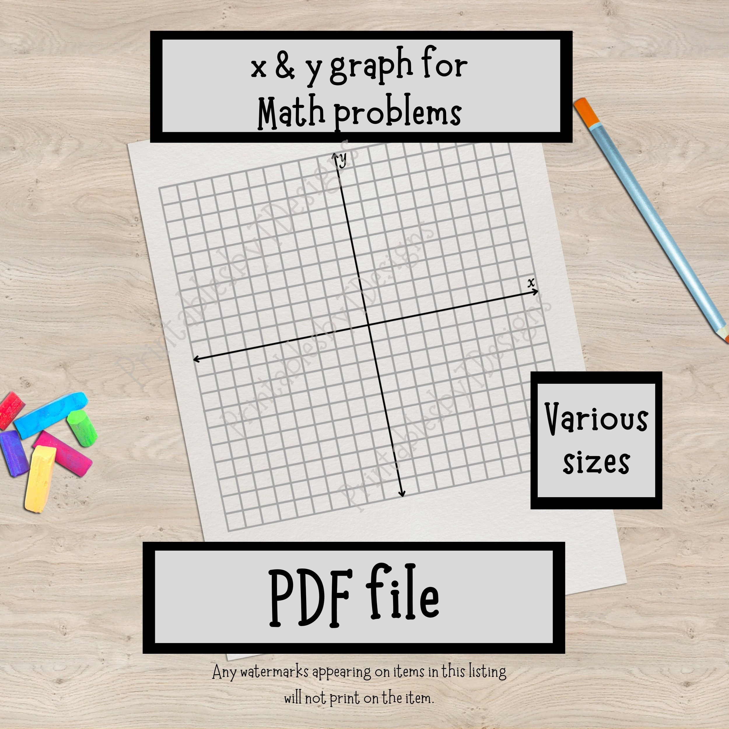 Graph Paper X & Y Axis Graph Paper Math Homework Math Graph Etsy