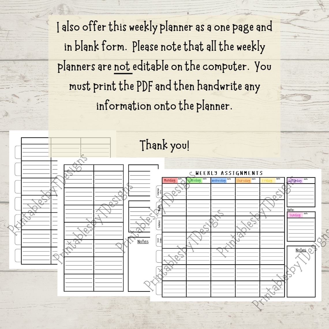 Weekly Assignment Tracker, Two Pages, Homework Planner, Middle School ...