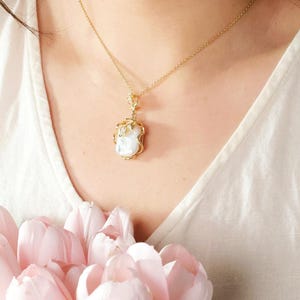 Chunky Barock Perlen Halskette - Gold Kette Halskette mit Naturperle - Minimalist Halskette - Hochzeits Schmuck - Geschenk für Mama