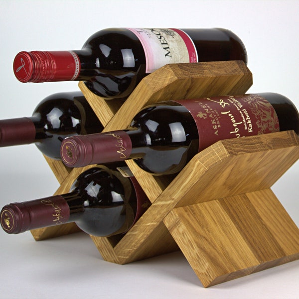 Wood Wine Holder, Oak Wine Storage, Wine Bottle Holder, Wood Wine Rack, Rustic Wine Rack