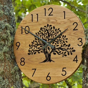 Wall Clock EWod, Wood Wall Clock, Solid Oak Wall Clock, Personalized Wall Clock. Free shipping image 5