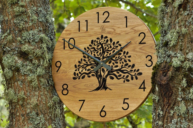 Wall Clock EWod, Wood Wall Clock, Solid Oak Wall Clock, Personalized Wall Clock. Free shipping image 5