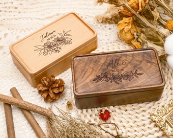 Caja de joyería de madera personalizada, caja de joyería con nombre personalizado, caja de joyería de caja de viaje portátil, caja de regalo de joyería, regalo de cumpleaños, regalo para ella