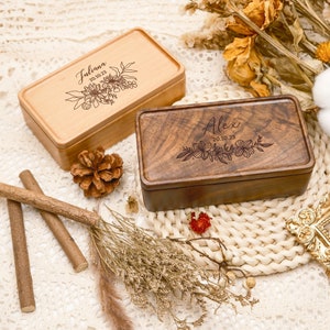 Portagioie in legno personalizzato, portagioie con nome personalizzato, portagioie da viaggio portatile, scatola regalo per gioielli, regalo di compleanno, regalo per lei