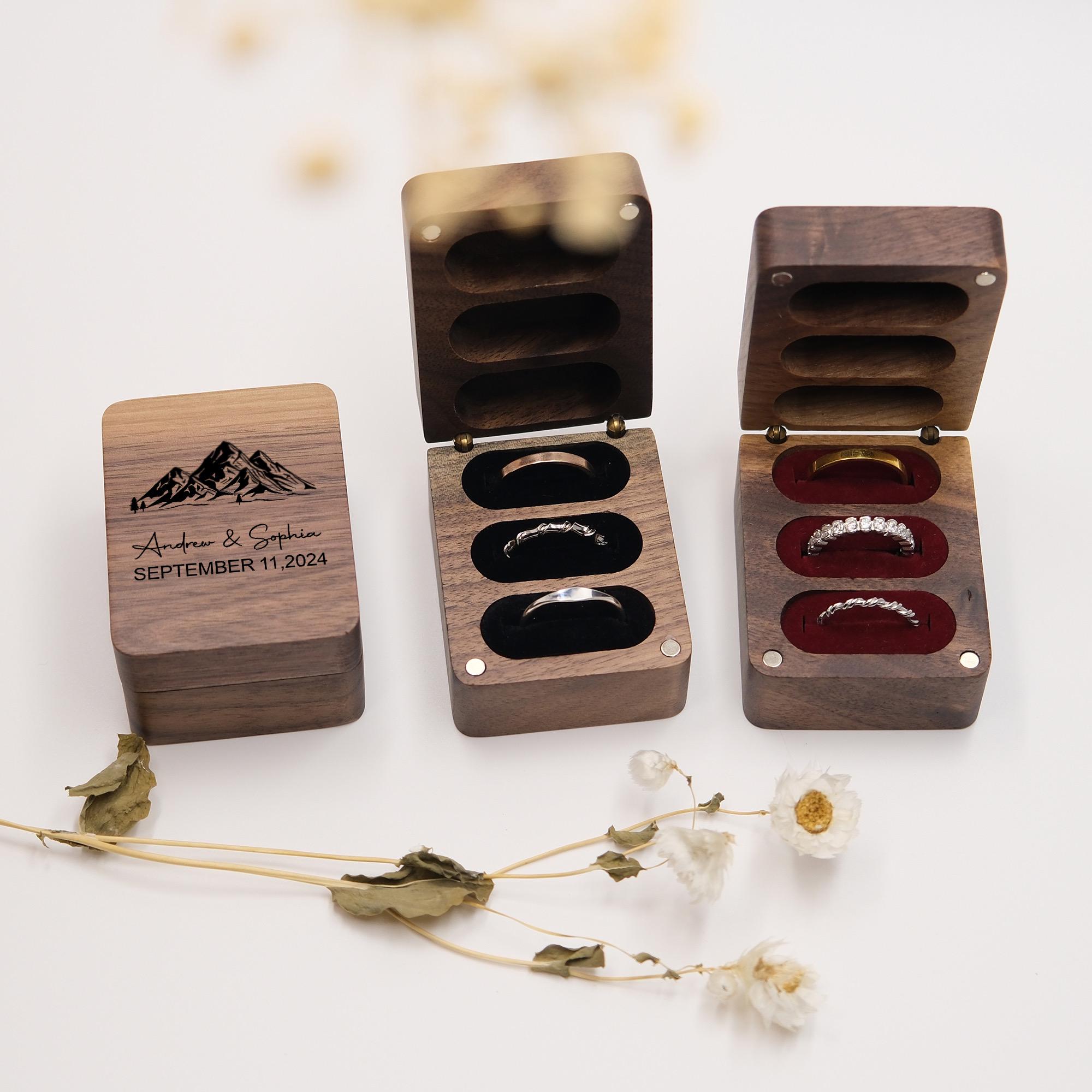 Personalized Wooden Engagement Ring Box, Personalized Wedding Ring Box ...