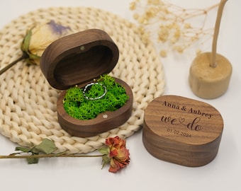 Personalisierte Ringbox aus Holz mit Moos, Ringbox für Hochzeit, Hochzeitstag Geschenk, Ringbox für Hochzeit, Ringträger, Mr & Mrs Geschenke