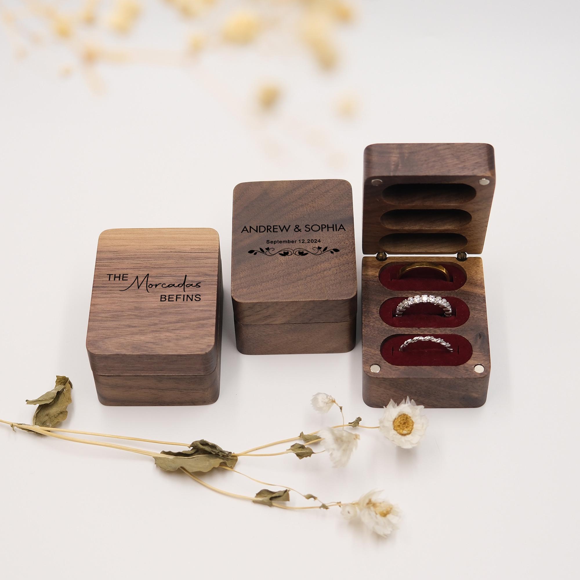 Personalized Wooden Engagement Ring Box, Personalized Wedding Ring Box ...