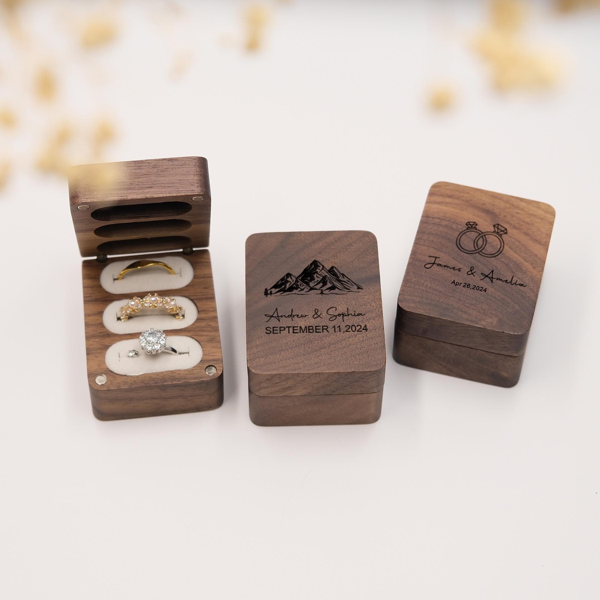Personalized Wooden Engagement Ring Box, Personalized Wedding Ring Box ...