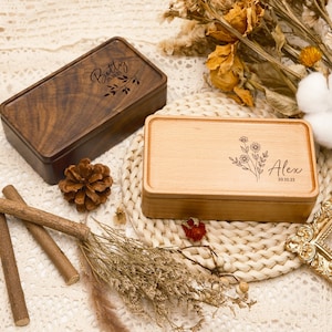 Caja de joyería de madera personalizada, caja de joyería con nombre personalizado, caja de joyería de caja de viaje portátil, caja de regalo de joyería, regalo de cumpleaños, regalo para ella
