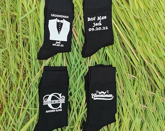 Custom Groomsmen Socks for the Wedding Party, Personalized Wedding Socks, Groomsmen Socks, Groomsmen Gift, Groom&Best Man Socks