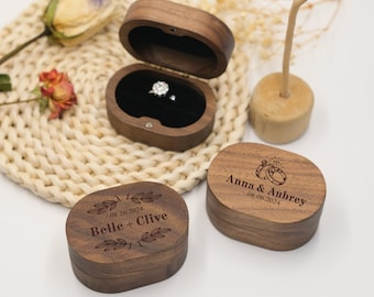 Personalized Wooden Engagement Ring Box, Wedding Anniversary Gift, Personalized Ring Box For Wedding Ceremony, Ring Bearer, Mr & Mrs Gifts