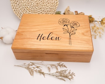 Personalized Wooden Jewelry Box, Personalized Name Jewelry Box, Women Unique Wooden Jewelry Box, Jewelry Storage Box, Birthday Gift for Her