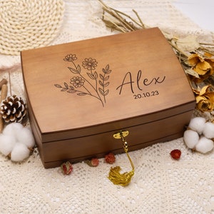 Boîte à bijoux en bois personnalisée, Boîte à bijoux en bois personnalisée avec serrure et clé, Boîte à bijoux rétro personnalisée, Cadeau rétro élégant pour elle