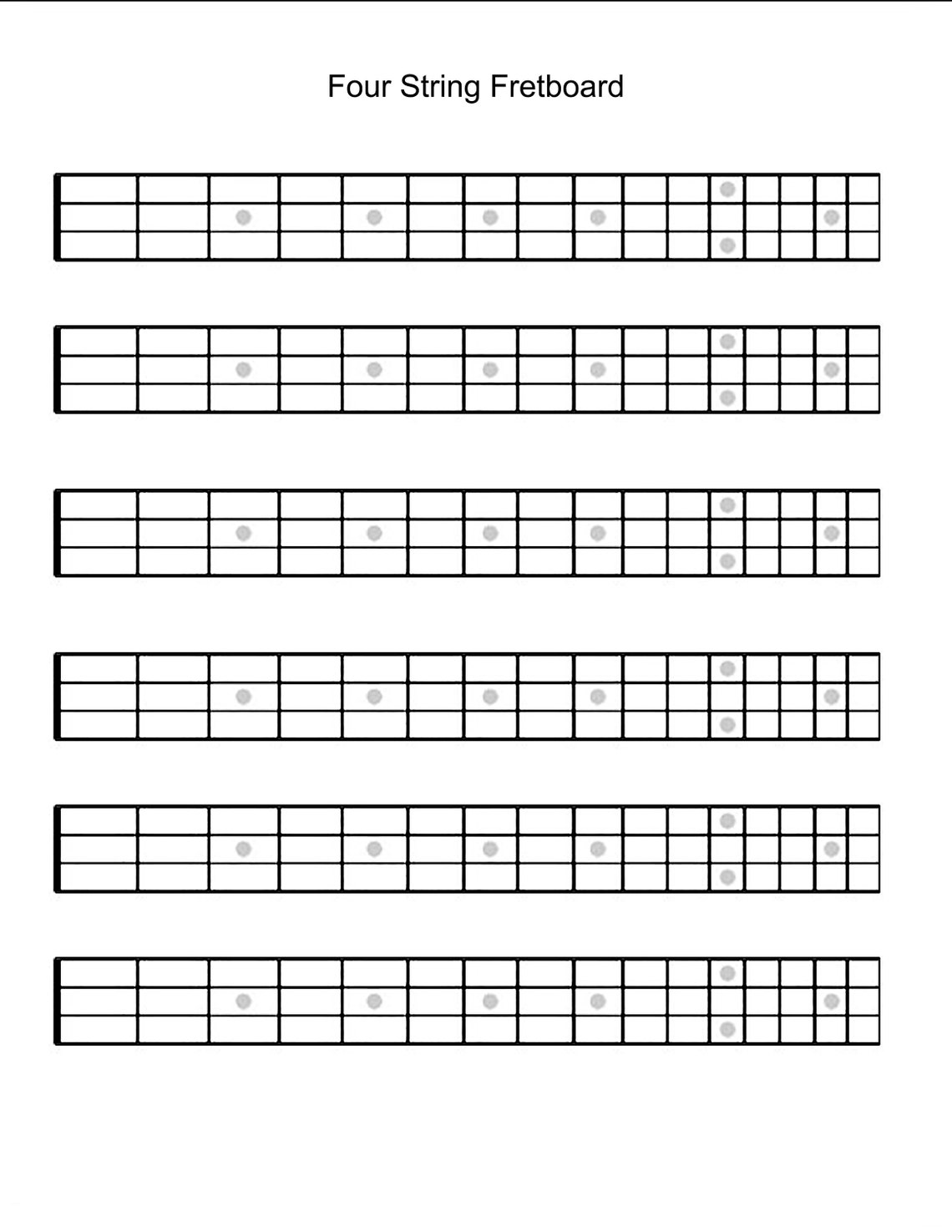 4 String Printable Guitar Blank Fretboard Chart Diagram - Etsy