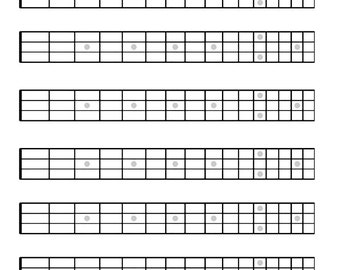 4 String Printable Guitar Blank Fretboard Chart Diagram