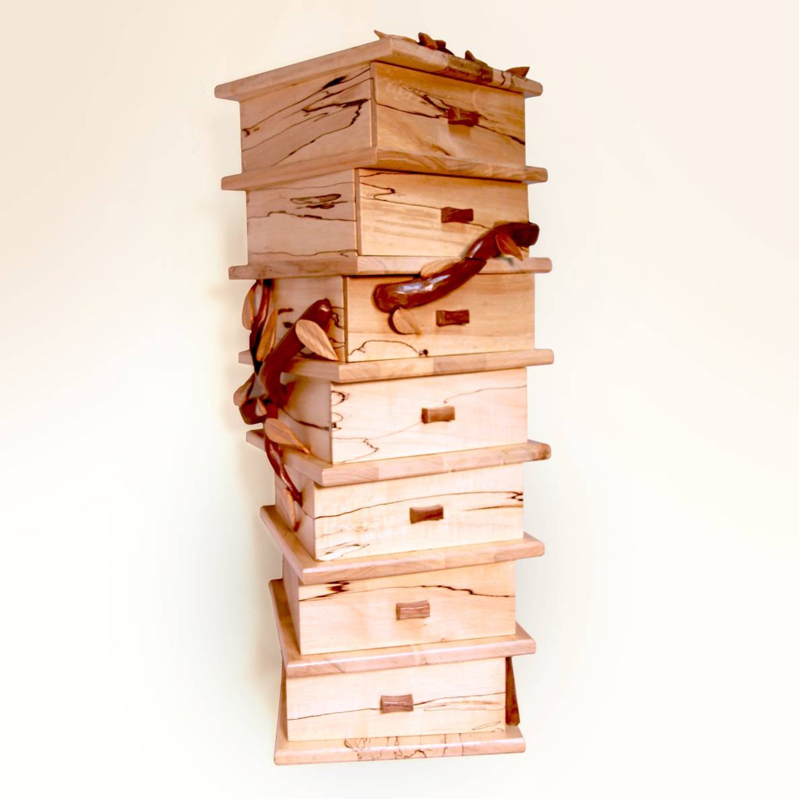 Twisted Seventiered Jewelry Box Handmade Wood Art Etsy