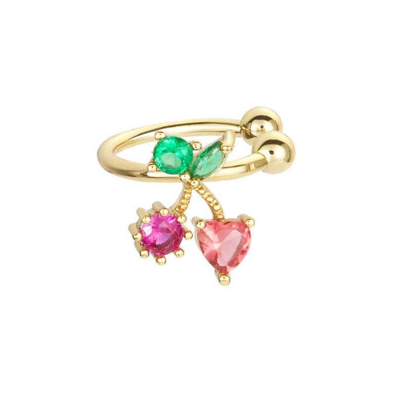 korean fruit earrings crystal fruit earrings cute kpop fruit earrings kawaii cherry cuffs cherry ear cuff cute cuffs jewel earrings