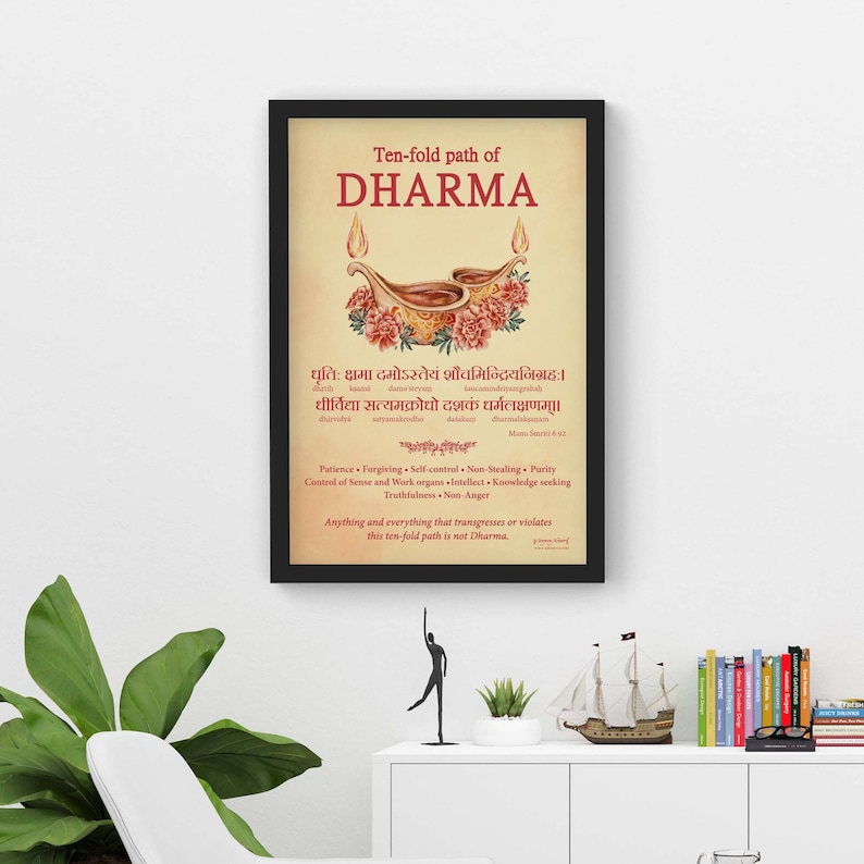 Ten fold path of Dharma Definition of Dharma Sanskrit Wall Etsy