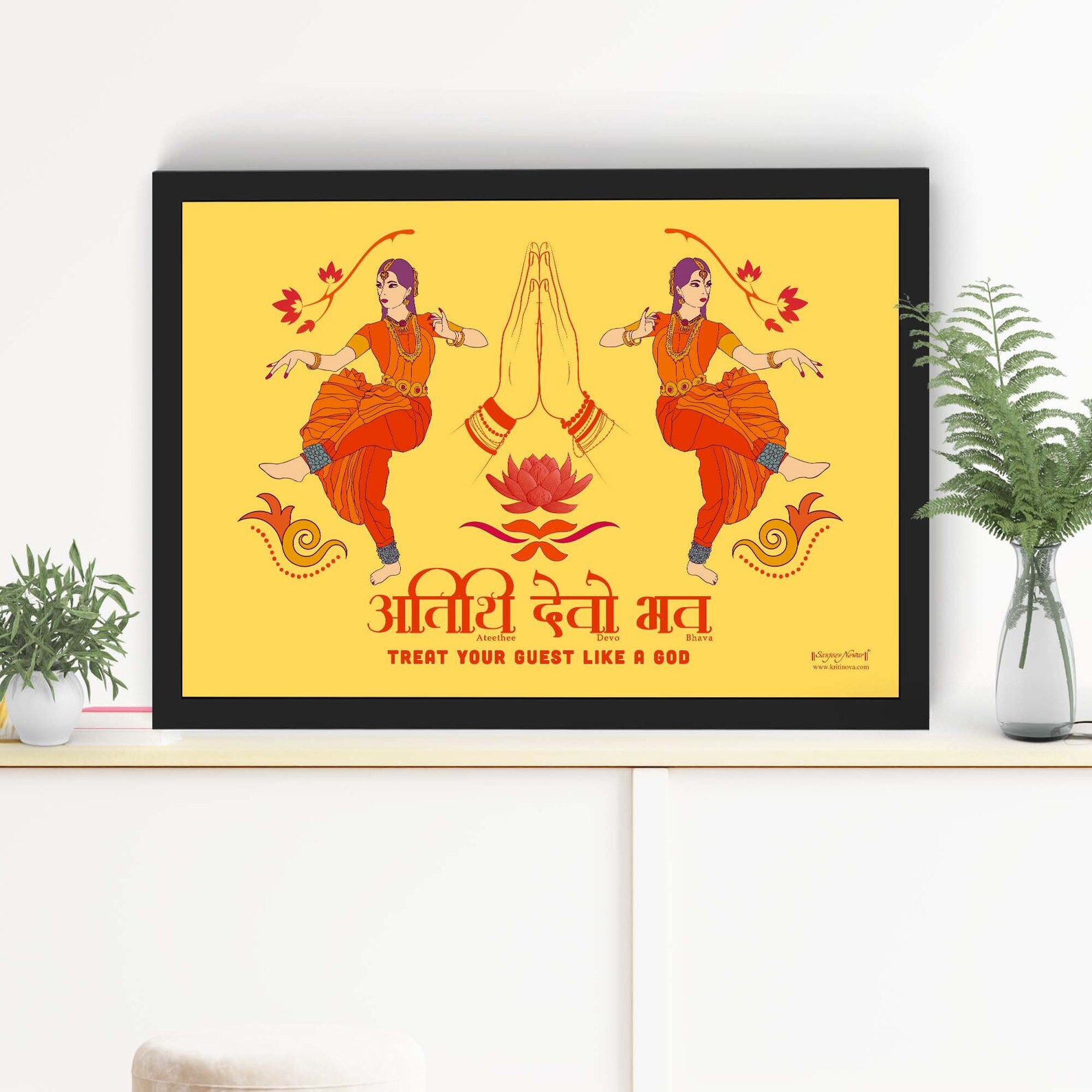 Atithi Devo Bhava Wall Art Welcome Art Sanskrit Art | Etsy