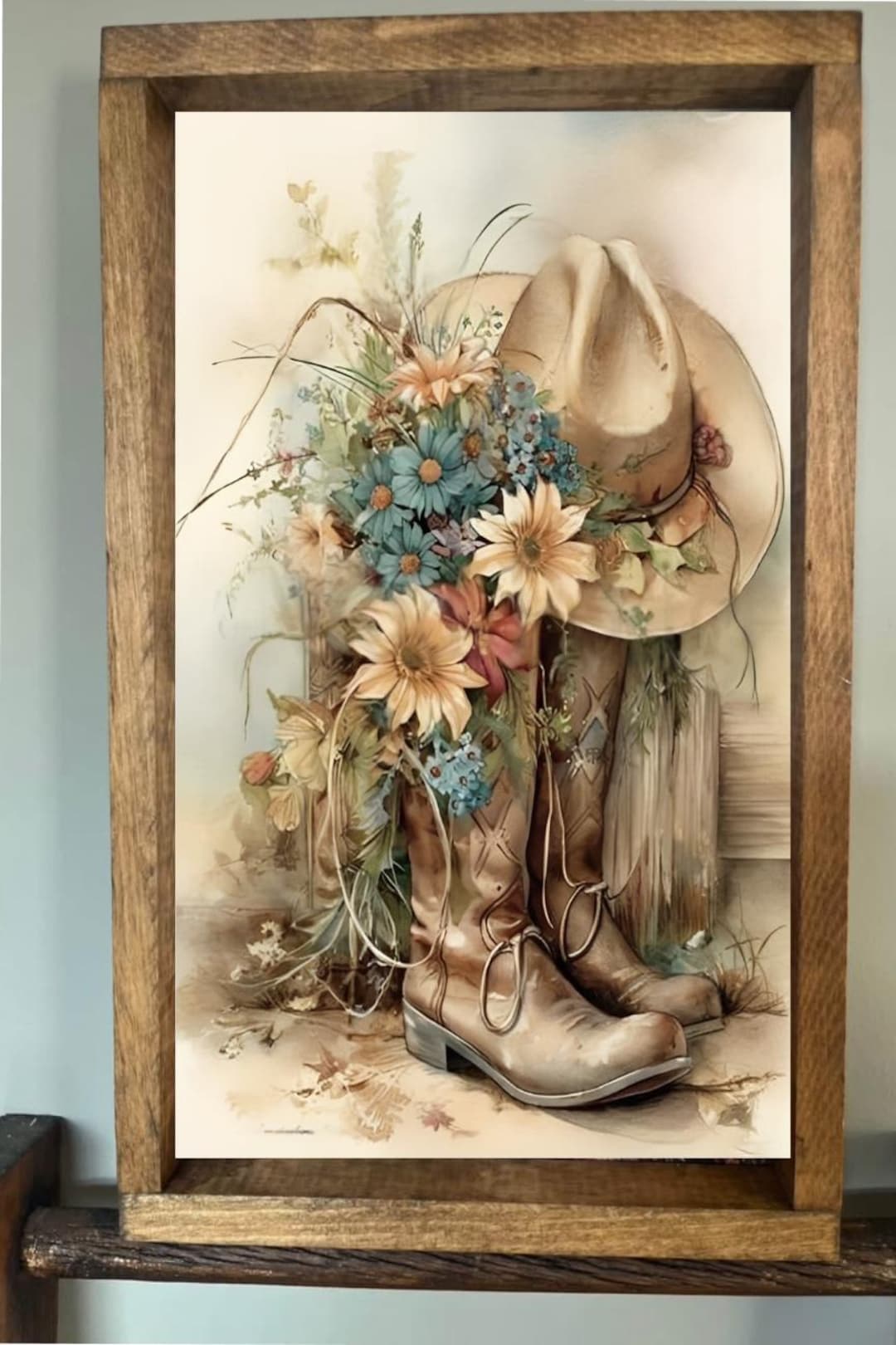 Blue Flower Rustic Scene Farmhouse Sign - Etsy