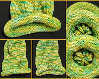 Knit Cap - Paradise Greens - Hand Dyed Wool