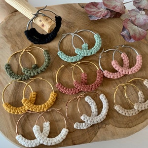 Macrame earrings// hoop earrings// earrings// hand-knotted// silver// gold// rose gold// gift// boho// hippie// boho-chick// cotton yarn