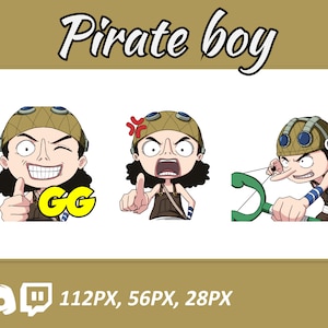 Anime emotes, Chibi Pirates Emotes, twitch emotes, Manga Cartoon Cute Emotes, Anime Cartoon for Twitch and Discord Streamer