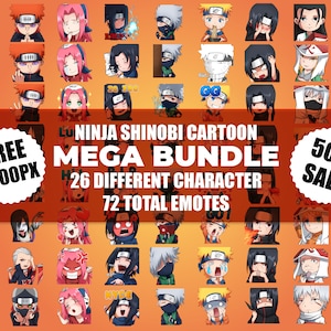 Emotes de anime, paquetes de anime, paquete de emoticones Chibi Shinobi Ninja Emotes, emoticones de contracción, emoticones lindos de dibujos animados de manga, dibujos animados de mega paquetes de anime.