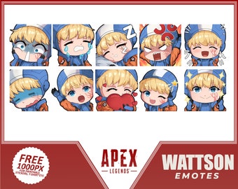 Apex Legends emotes, Apex Character, Wattson Emotes, Wattson, Watson Apex Legends, Emote bundle, Cartoon Emotes for Twitch and Discord