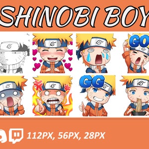 Anime emotes, Chibi Ninja Emotes, twitch emotes, Manga Cartoon Cute Emotes, Anime Cartoon for Twitch and Discord Streamer
