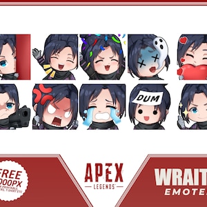 Apex Legends emotes, Apex Character, Wraith Emotes, Wraith, Wraith Apex Legends, Emote bundle, Cartoon Emotes for Twitch and Discord