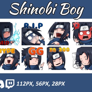 Anime emotes, Chibi Ninja Emotes, twitch emotes, Manga Cartoon Cute Emotes, Anime Cartoon for Twitch and Discord Streamer