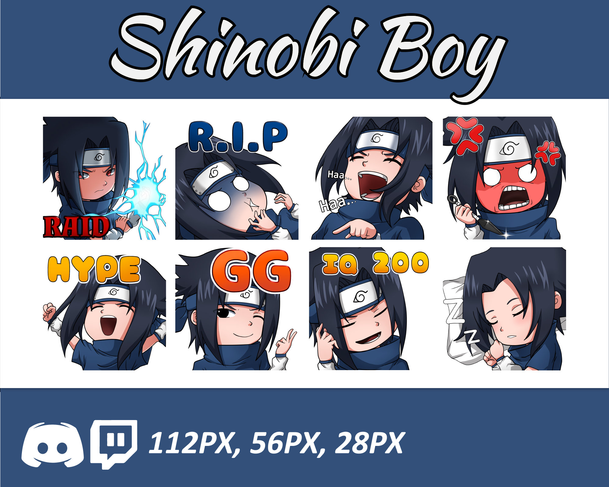 Anime Emotes, Chibi Ninja Emotes, Twitch Emotes, Manga Cartoon Cute ...