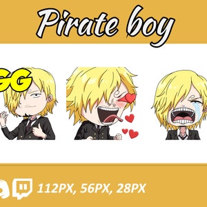 Anime emotes, Chibi Pirates Emotes, twitch emotes, Manga Cartoon Cute Emotes, Anime Cartoon for Twitch and Discord Streamer