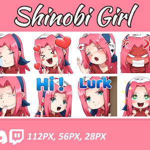 Anime emotes, Chibi Ninja Emotes, twitch emotes, Manga Cartoon Cute Emotes, Anime Cartoon for Twitch and Discord Streamer