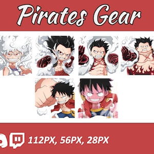 Anime emotes, Chibi Pirates Gear Emotes, twitch emotes, Manga Cartoon Cute Emotes, Anime Cartoon para Twitch y Discord Streamer