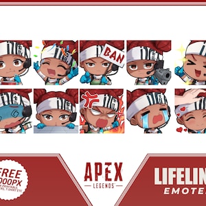 Apex Legends emotes, Apex Character, Lifeline Emotes, Lifeline, Lifeline Apex Legends, Emote bundle, Cartoon Emotes for Twitch and Discord