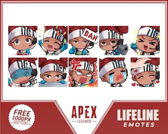 Apex Legends emotes, Apex Character, Lifeline Emotes, Lifeline, Lifeline Apex Legends, Emote bundle, Cartoon Emotes for Twitch and Discord