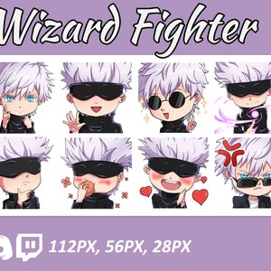 Anime emotes, Chibi Wizard fighter Emotes, twitch emotes, Manga Cartoon Cute Emotes, Anime Cartoon for Twitch and Discord Streamer