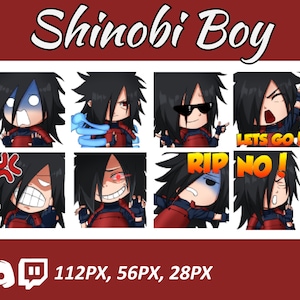 Anime emotes, Chibi Ninja Emotes, twitch emotes, Manga Cartoon Cute Emotes, Anime Cartoon for Twitch and Discord Streamer