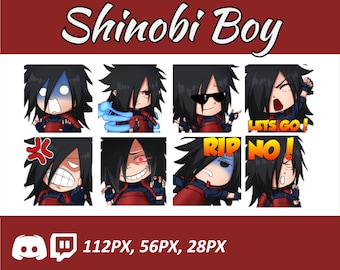 Anime emotes, Chibi Ninja Emotes, twitch emotes, Manga Cartoon Cute Emotes, Anime Cartoon for Twitch and Discord Streamer