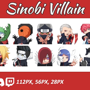 Anime emotes, Chibi Ninja Emotes, twitch emotes, Manga Cartoon Cute Emotes, Anime Cartoon for Twitch and Discord Streamer, ninja villain