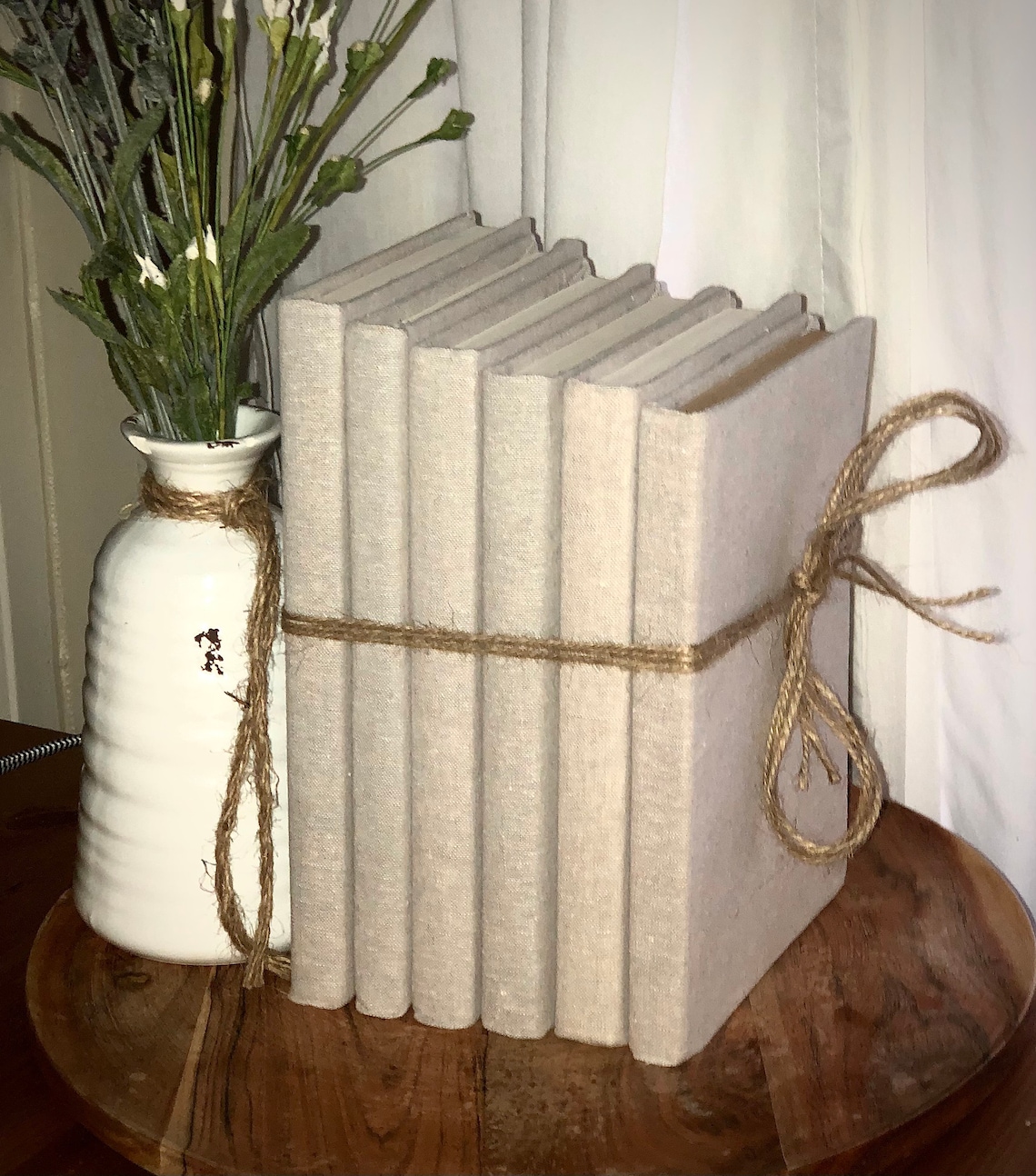 Linen Stacked Books Etsy