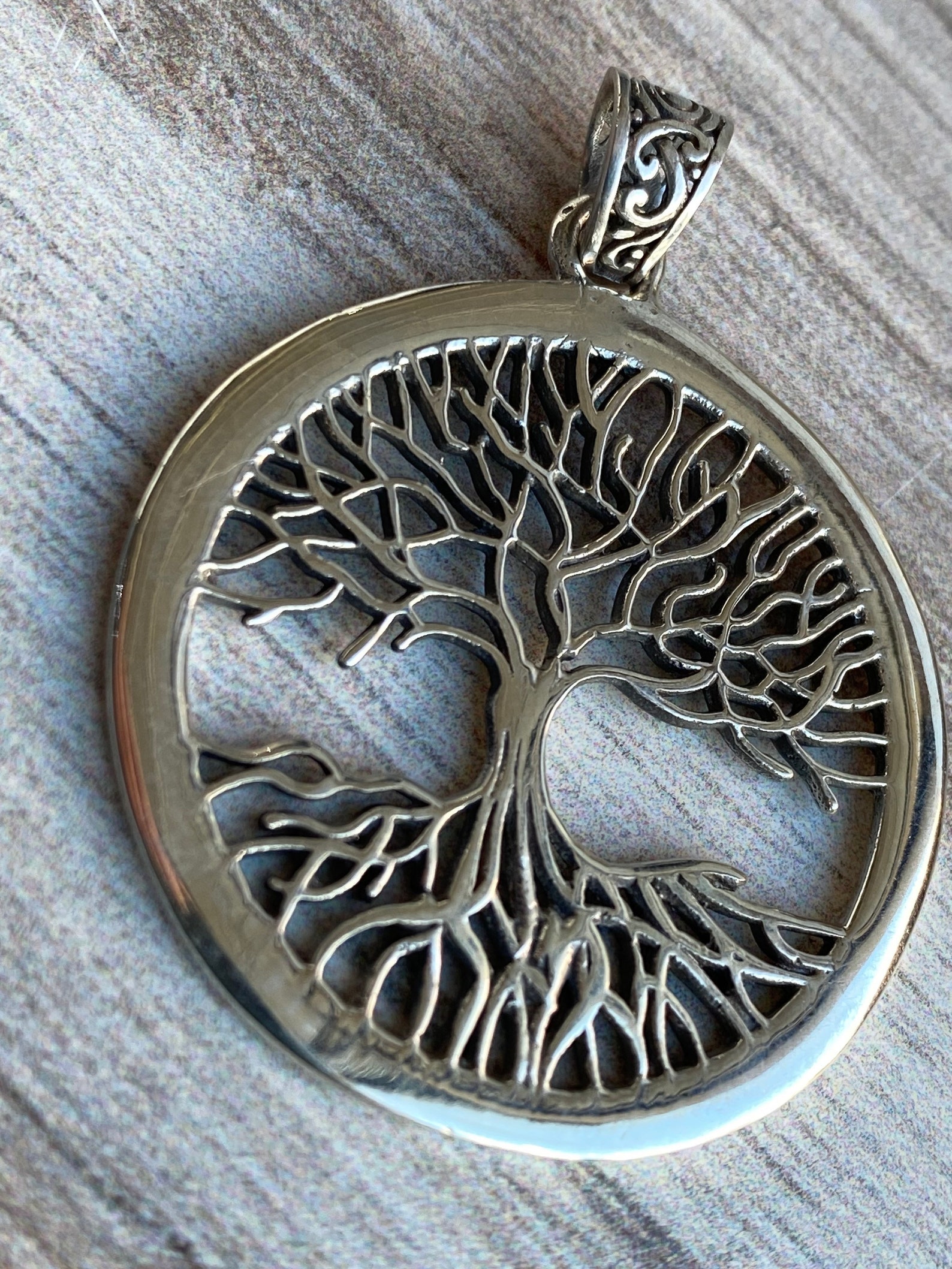 Sterling Silver Large Tree Pendant Etsy