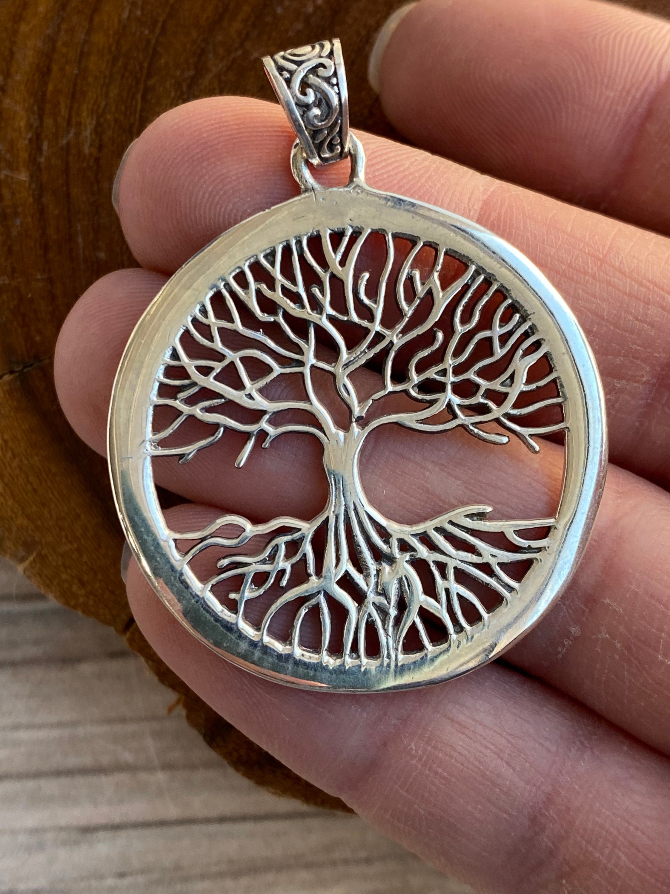 Sterling Silver Large Tree Pendant Etsy