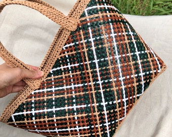 Handmade Raffia Bag, Crochet bag, Tote bag, Handmade mag, Raffia bag, Summer bag, vintage bag, Boho bag